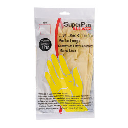 Luvas Látex Ranhurada Punho Longo Amarela Luvas Látex Ranhurada Punho Longo Amarela